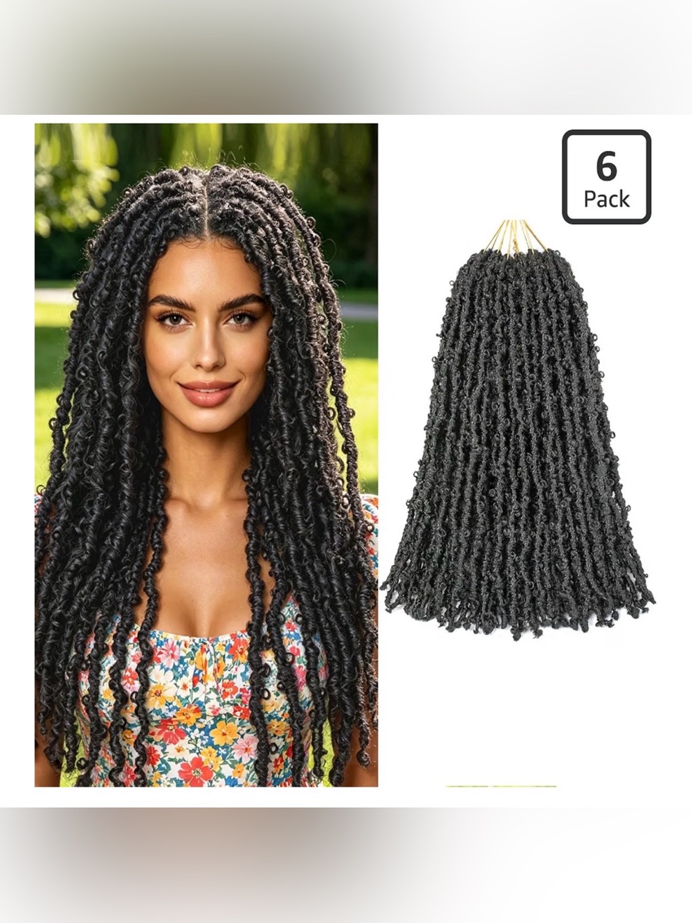 Butterfly Black  Locs Crochet Hair Extensions - 6 Pack